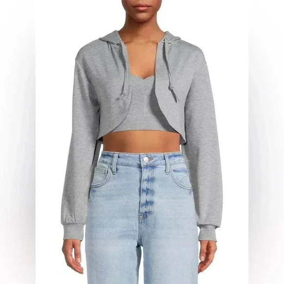 Almost Famous Women's Junior' Bralette & Bolero Hoodie, 2-Piece Set - Picture 1 of 4